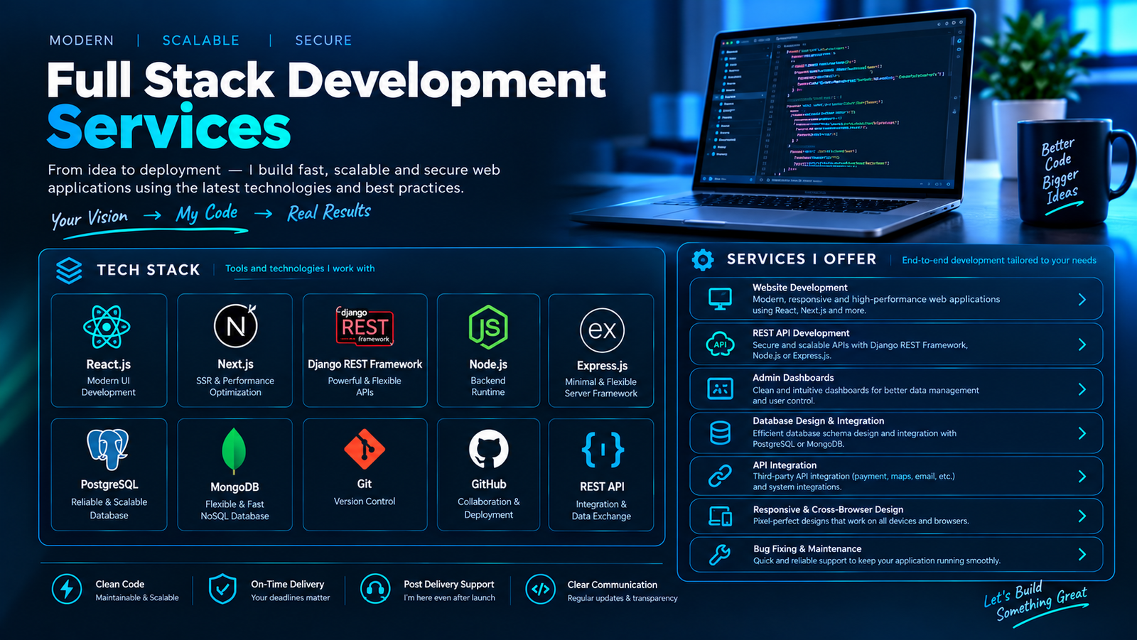 I will build modern responsive website using React Js, Next Js and Django REST Framework